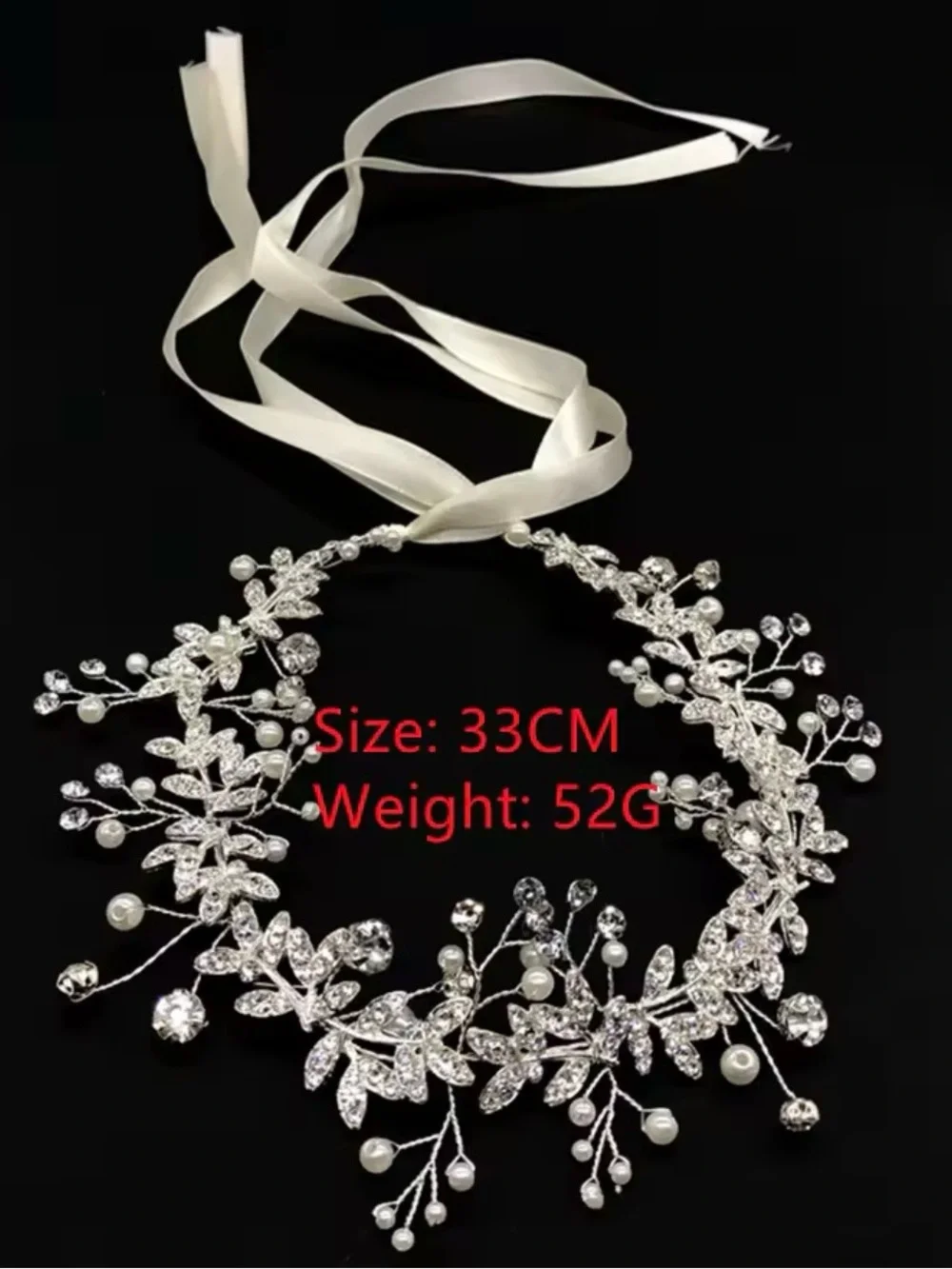 Crystal Floral Bridal Headband - Silver